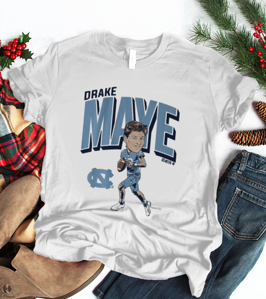 North Carolina Tar Heels Drake Maye Caricature Football Player T-Shirt