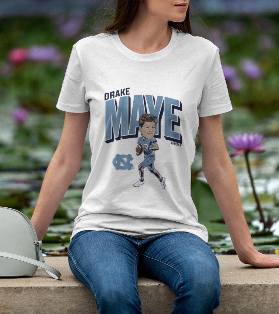 North Carolina Tar Heels Drake Maye Caricature Football Player T-Shirt