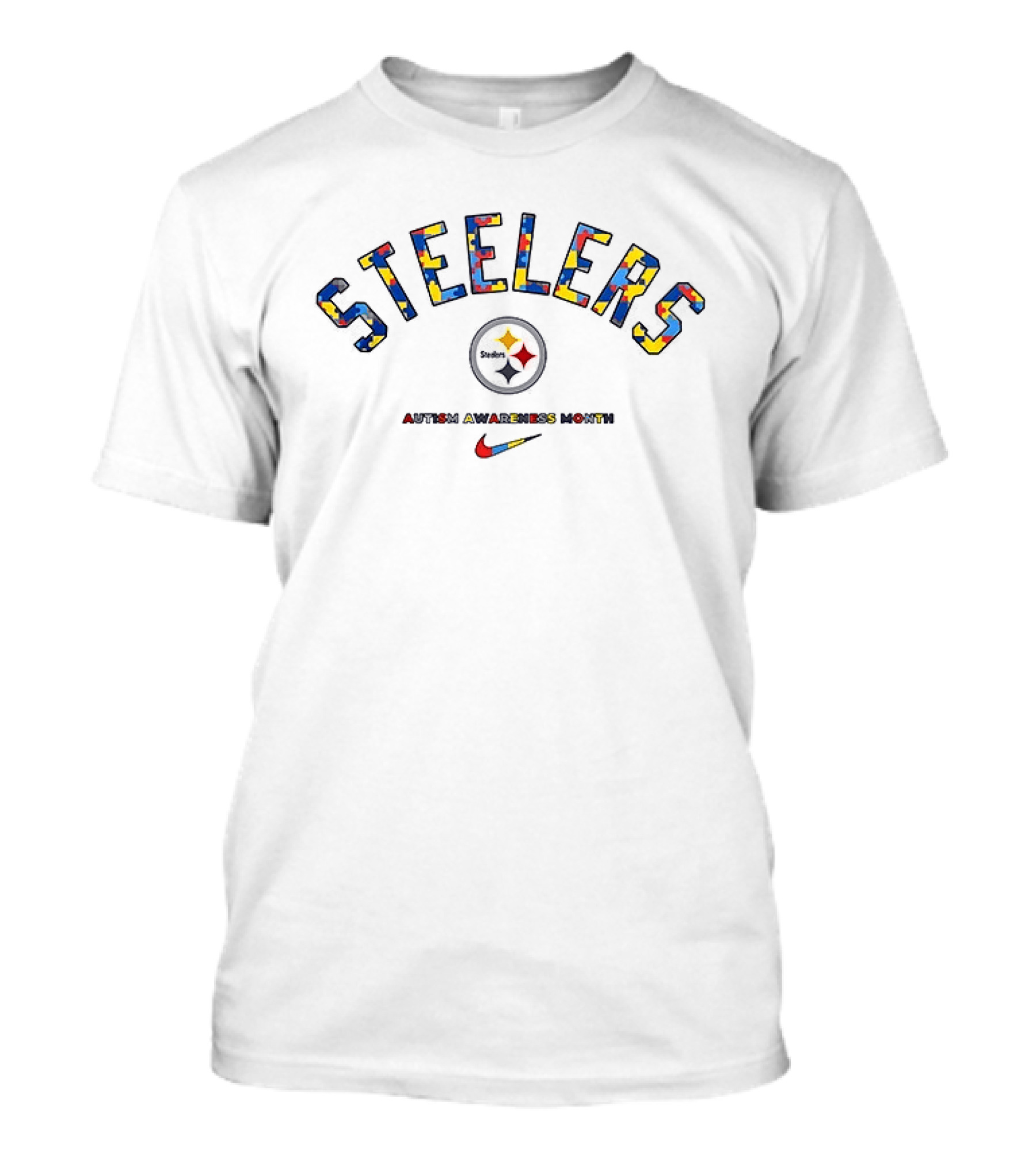 Pittsburgh Steelers Autism Awareness Month Puzzle T-Shirt