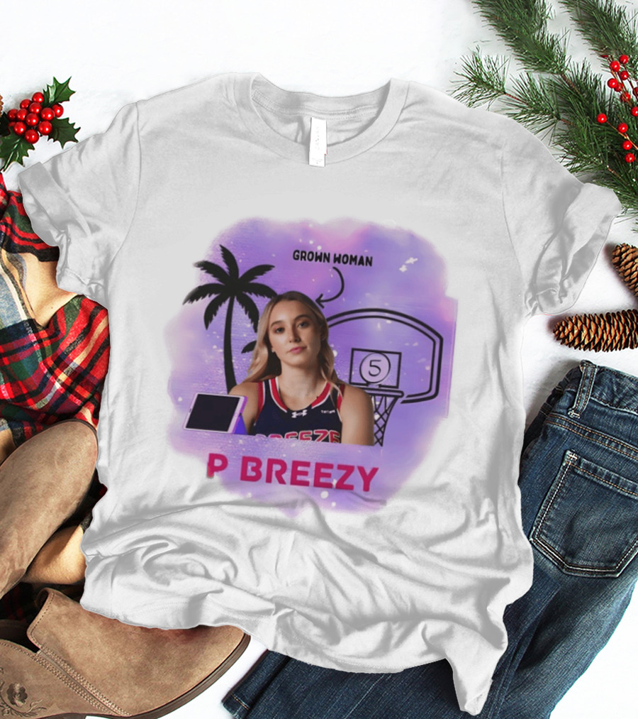Grown Woman P Breezy Basketball Palm Tree T-Shirt