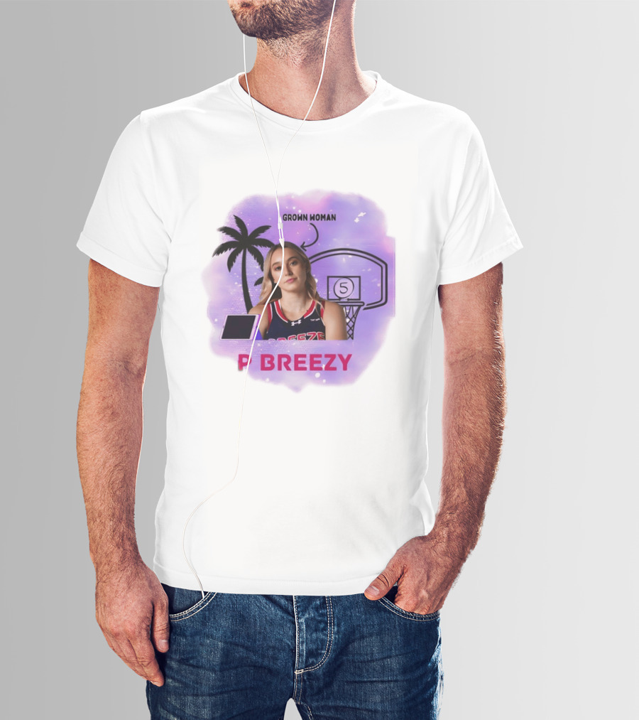 Grown Woman P Breezy Basketball Palm Tree T-Shirt