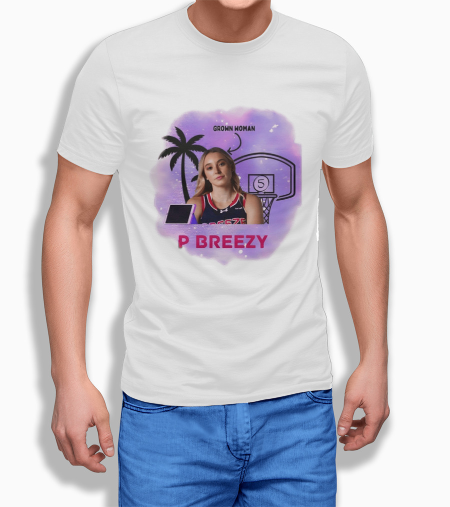 Grown Woman P Breezy Basketball Palm Tree T-Shirt