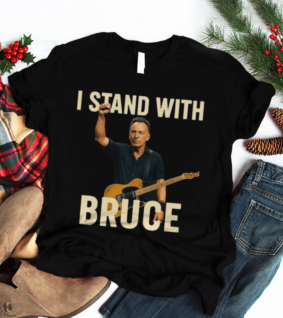 I Stand With Bruce Springsteen Iconic Fist Raised Electric Guitar T-Shirt