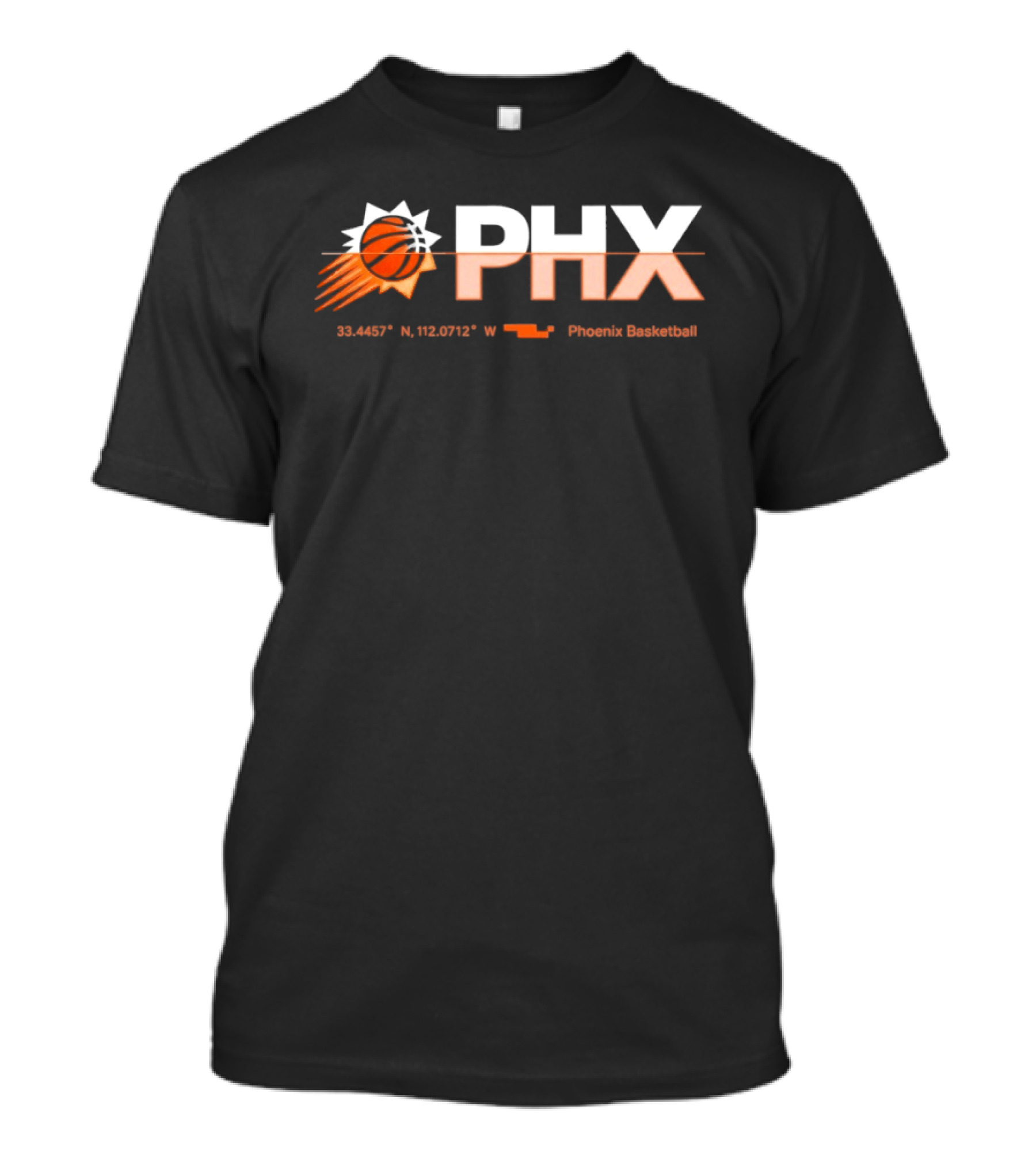 PHX Valley Basketball 33.448° N 112.074° W Phoenix Basketball T-Shirt