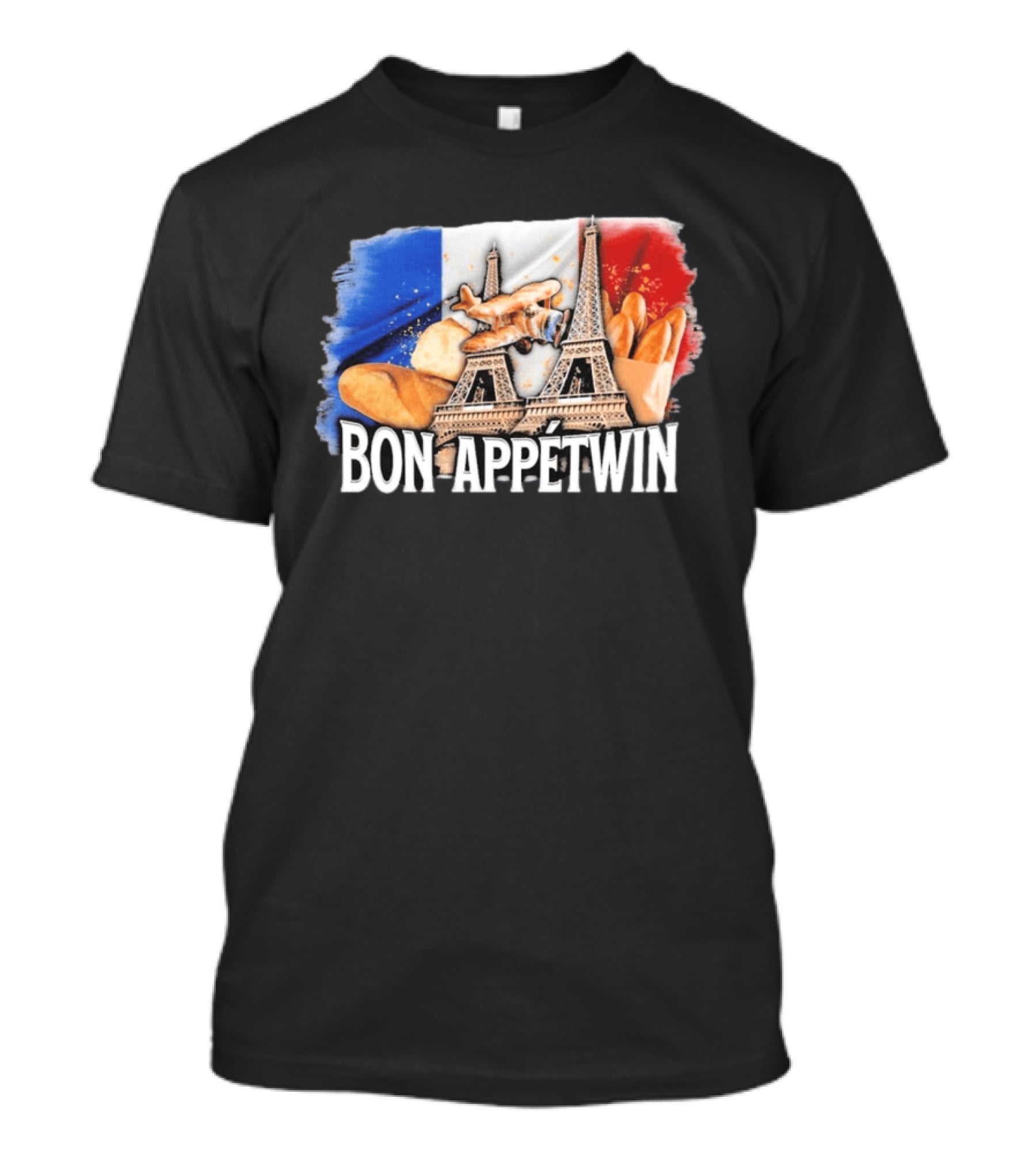 Bon Appetwin French Baguettes Eiffel Tower Paris Flag T-Shirt