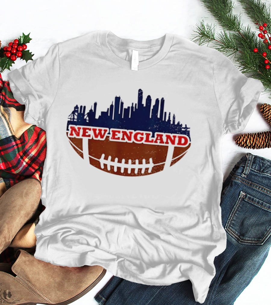 New England Football Skyline Cityscape T-Shirt