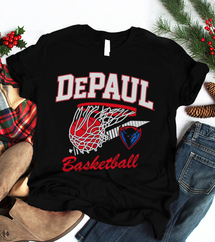 DePaul Blue Demons Basketball Hoop Throwback T-Shirt