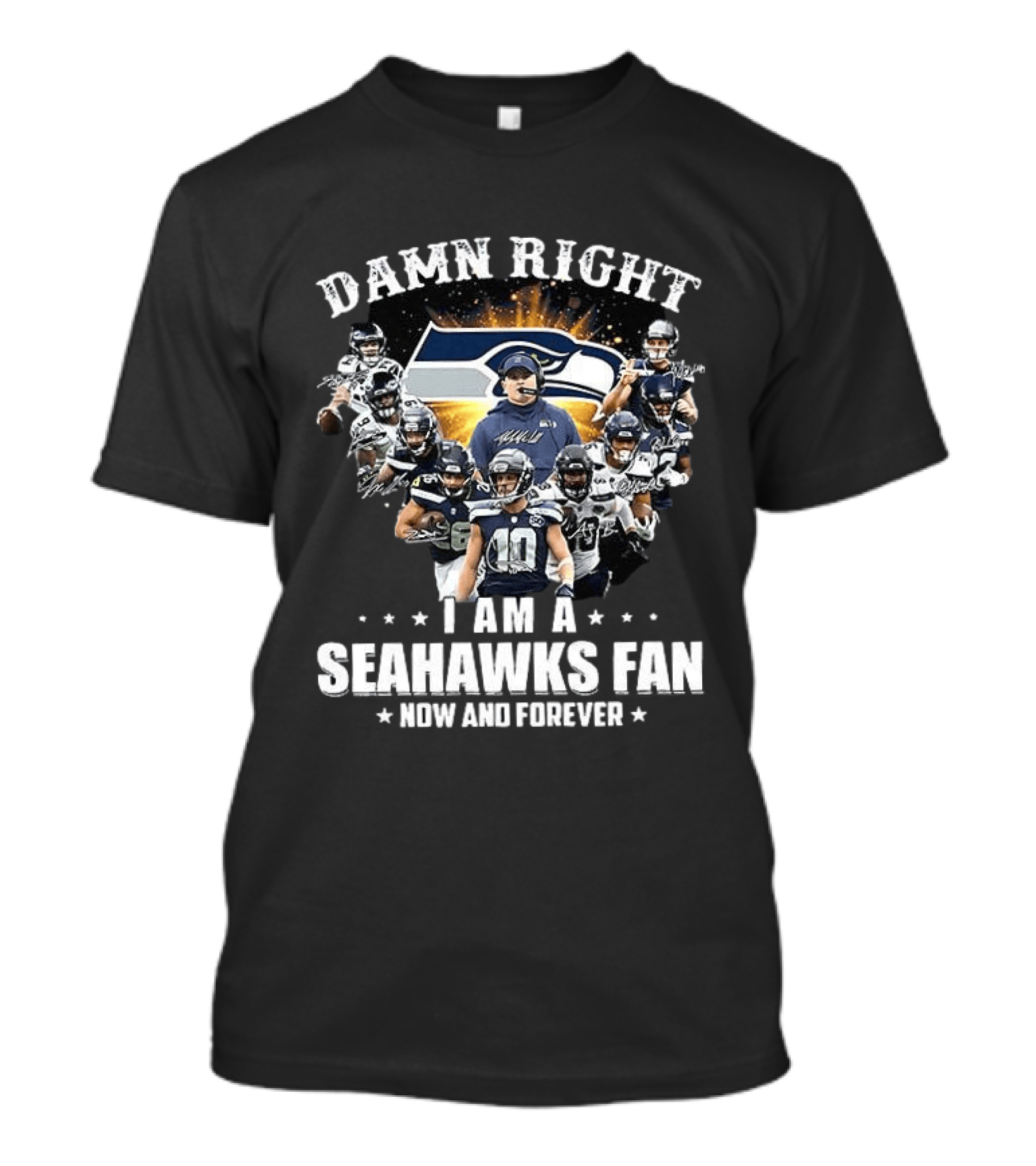 Damn Right I Am A Seahawks Fan Now And Forever Seattle Seahawks T-Shirt
