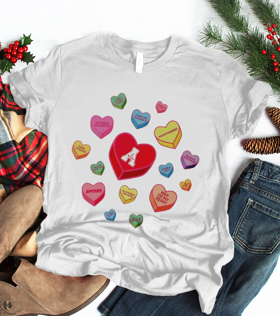 Valentine's Day Appalachian State Mountaineers Heart Candy Love Message T-Shirt