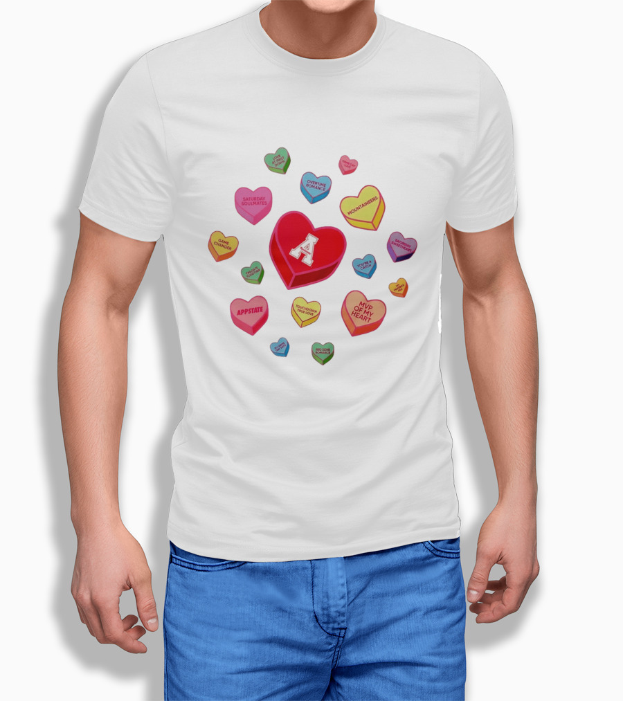 Valentine's Day Appalachian State Mountaineers Heart Candy Love Message T-Shirt