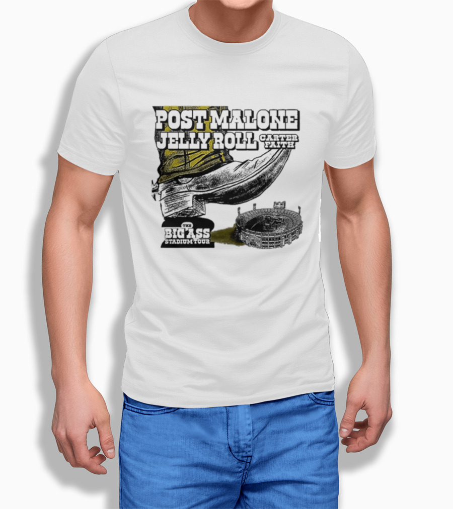 Post Malone Jelly Roll Carter Faith Big Ass Stadium Tour 2026 Dates T-Shirt
