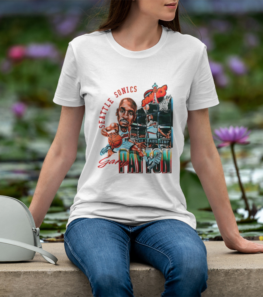 Seattle Sonics Gary Payton Shawn Kemp Big Head NBA 40 T-Shirt