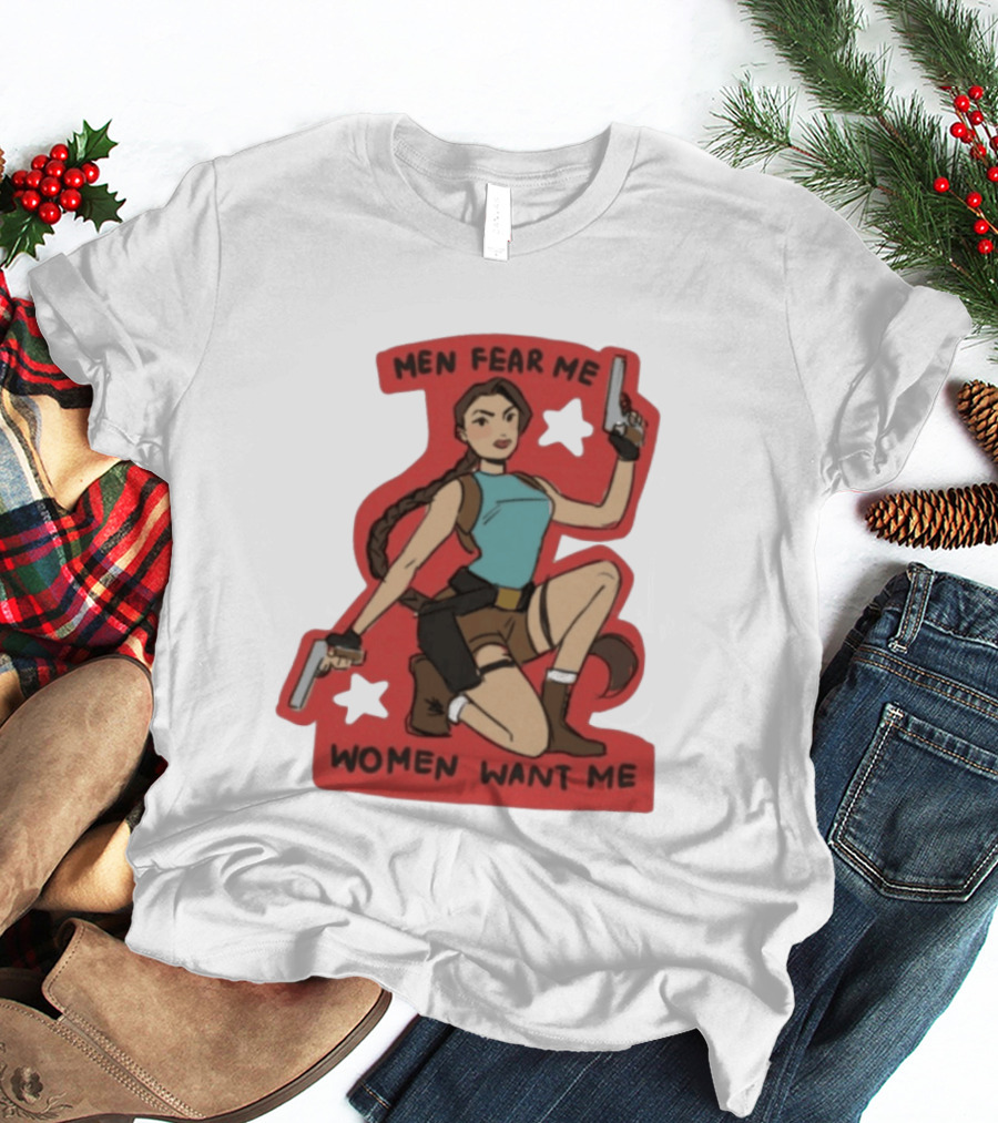 Men Fear Me Women Want Me Woman With Guns And Stars T-Shirt