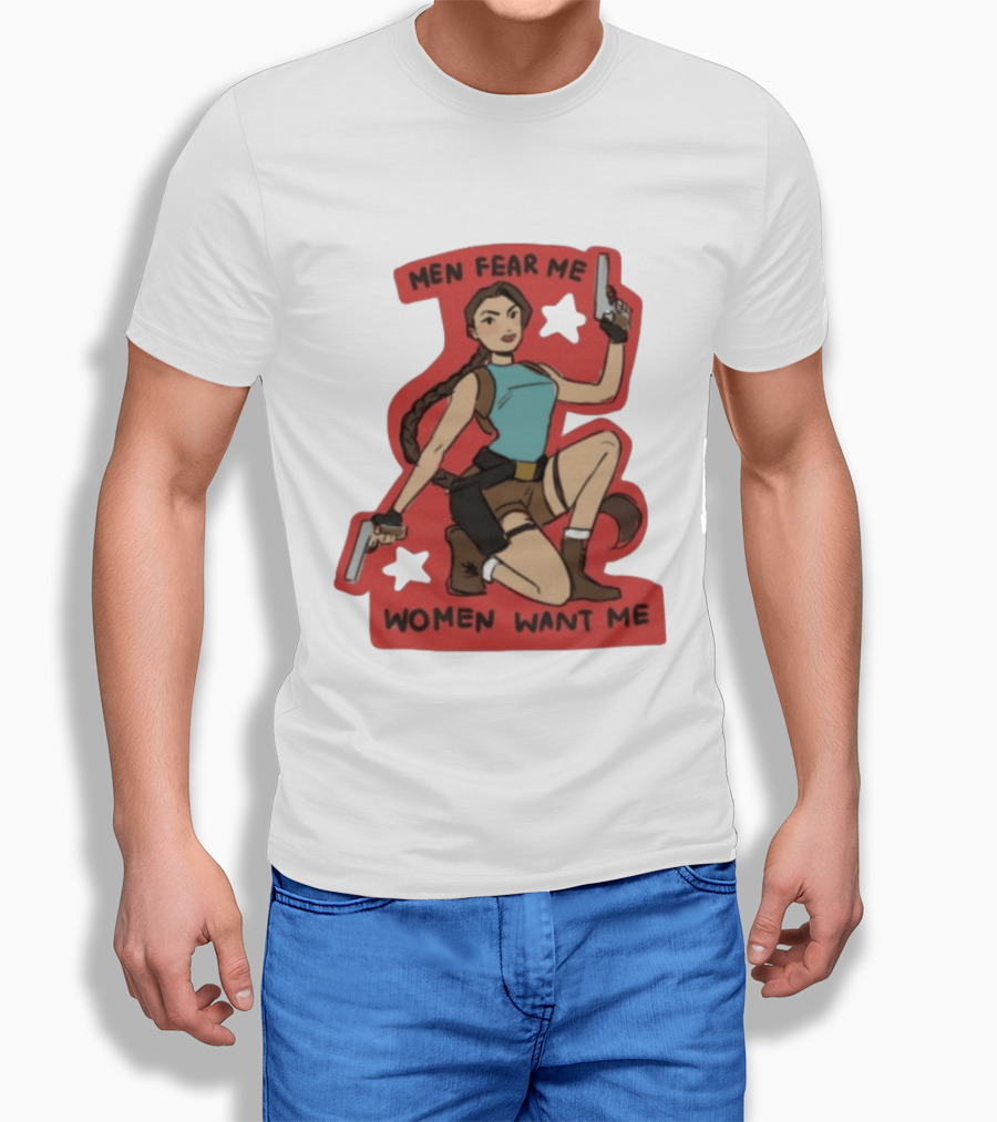 Men Fear Me Women Want Me Woman With Guns And Stars T-Shirt