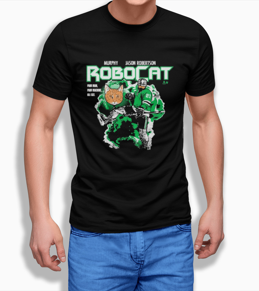Jason Robertson RoboCat Hockey Player With Cat Head T-Shirt