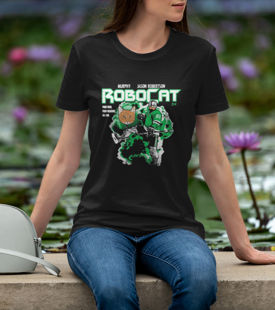 Jason Robertson RoboCat Hockey Player With Cat Head T-Shirt