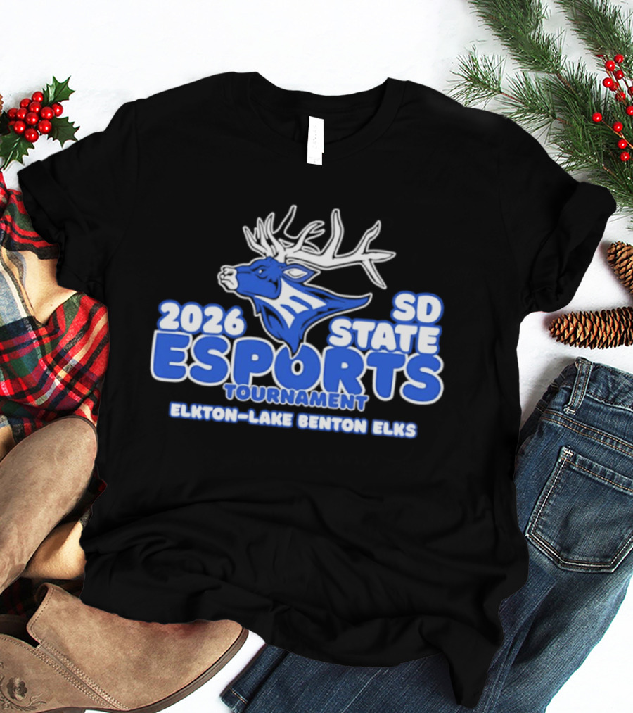 2026 SD State Esports Tournament Elkton Lake Benton Elks Elk Head T-Shirt