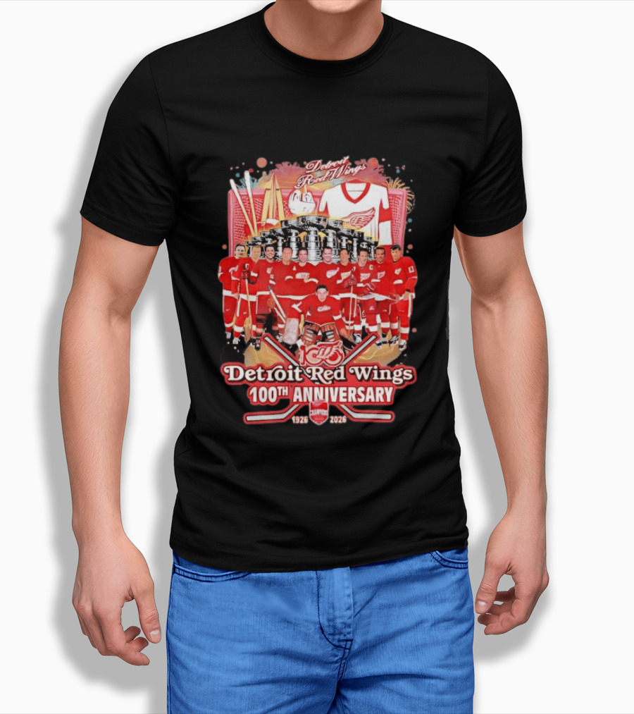 Detroit Red Wings 100th Anniversary 1926 2026 Team Celebration T-Shirt