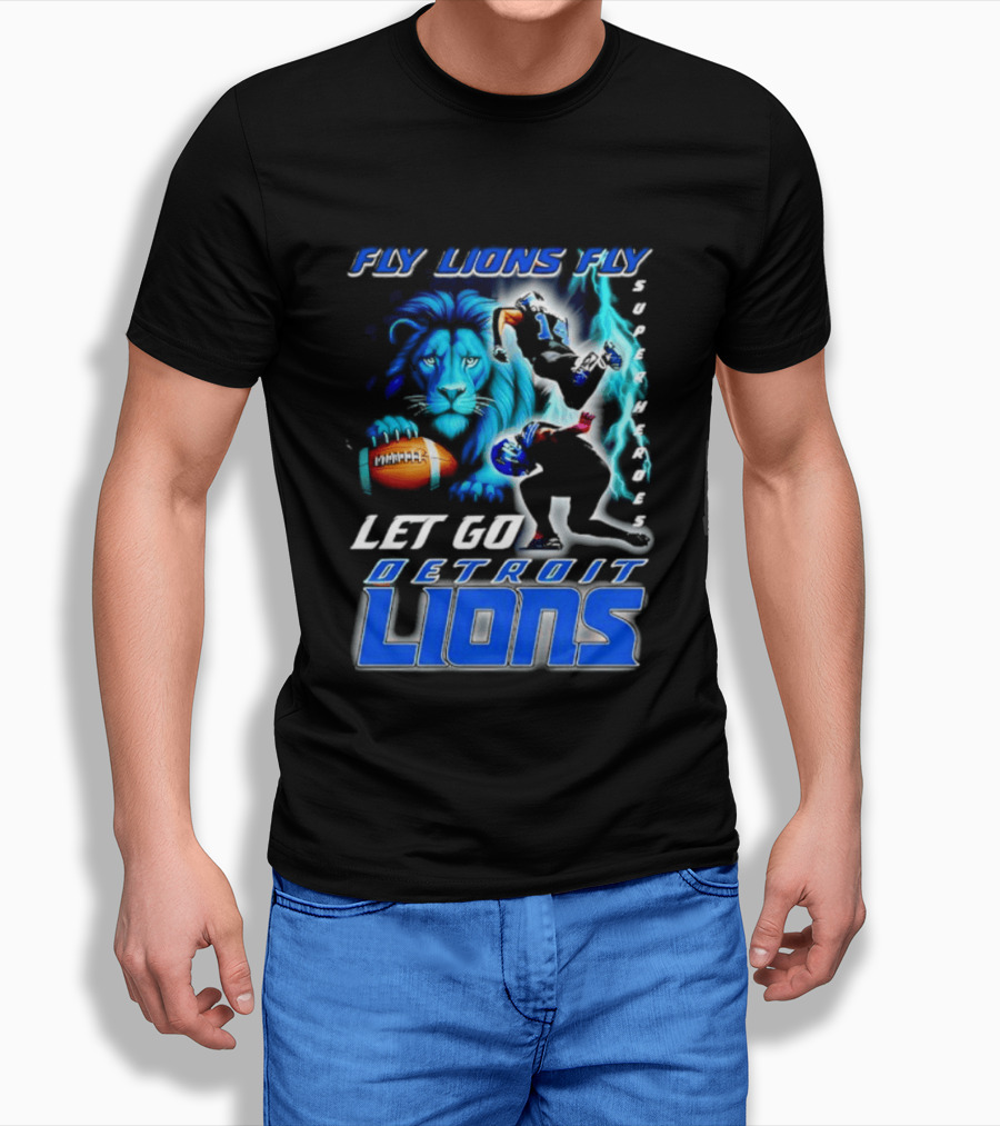 Fly Lions Fly Let Go Detroit Lions Football Journey T-Shirt