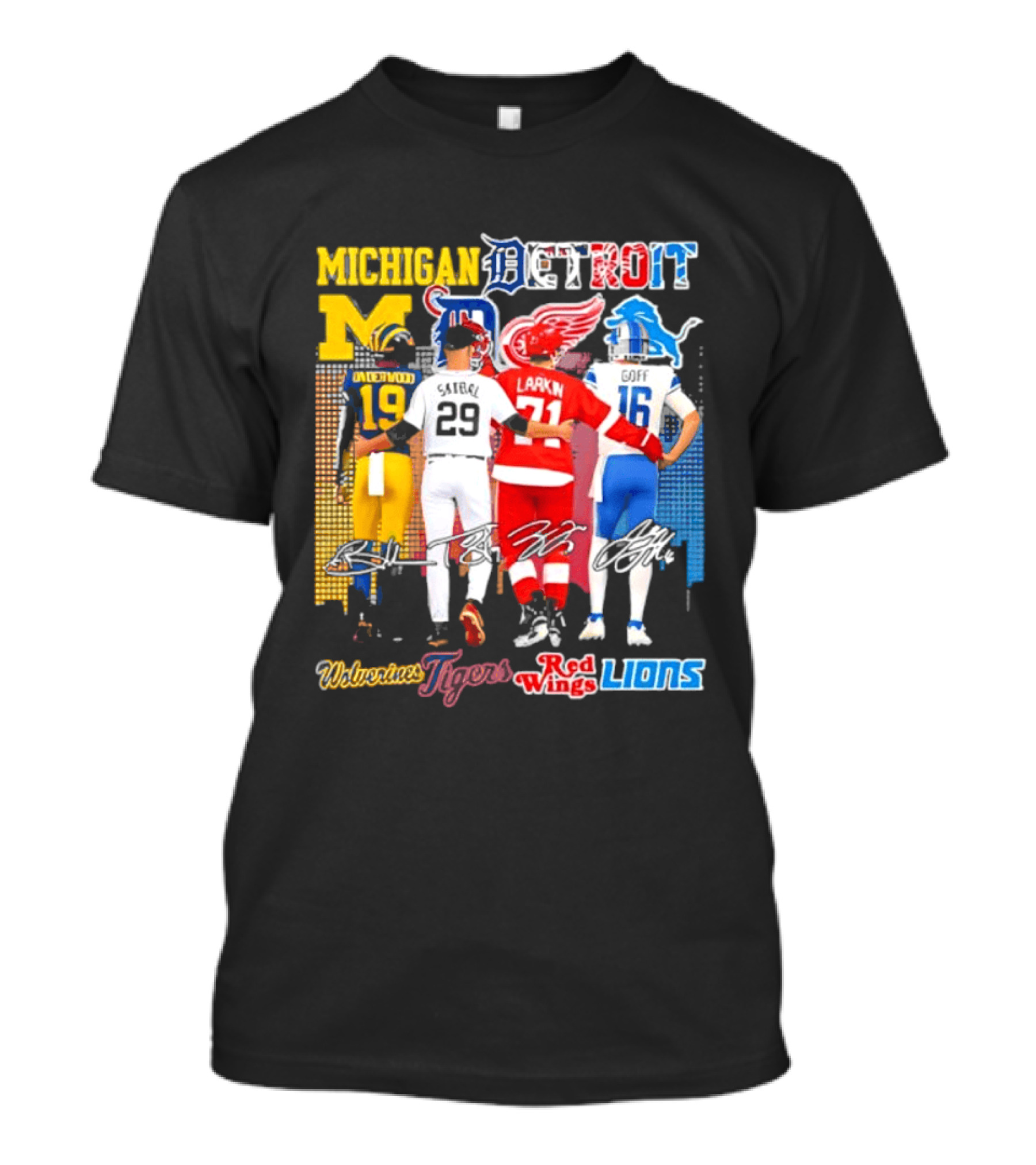 Michigan Wolverines X Tigers X Red Wings X Lions Detroit Sports Players T-Shirt