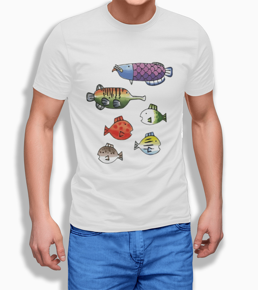 Fishing Minigame Colorful Fish Collection Vibrant Sea Life T-Shirt