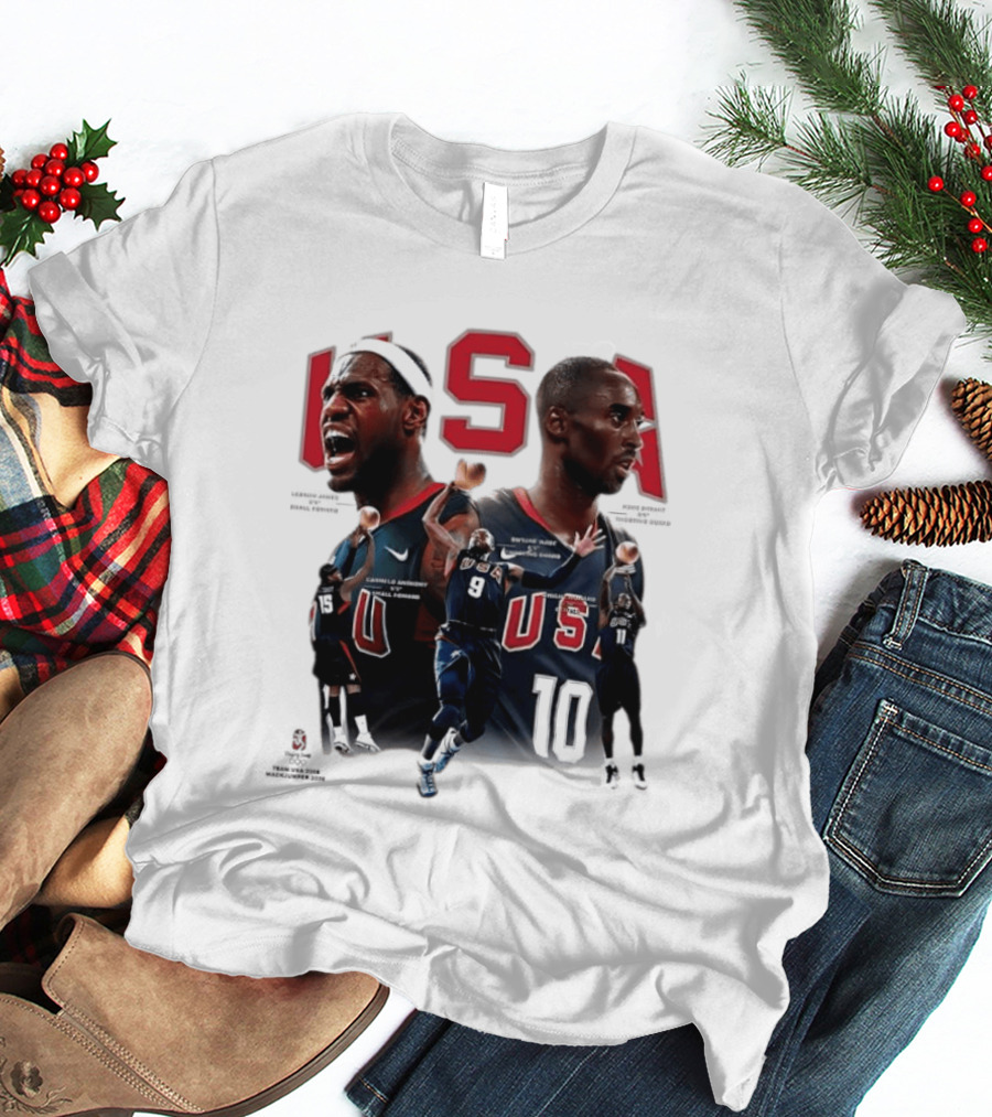 Kobe Bryant LeBron James Dwyane Wade Carmelo Anthony USA Basketball Redeem Team T-Shirt