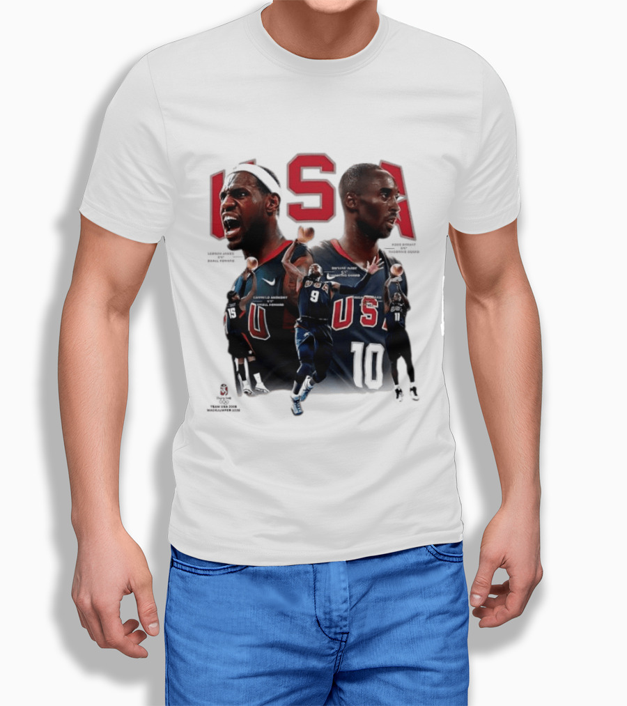Kobe Bryant LeBron James Dwyane Wade Carmelo Anthony USA Basketball Redeem Team T-Shirt
