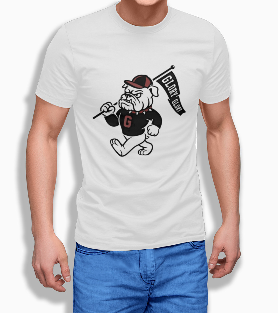 University Of Georgia G Glory Glory Bulldogs Hairy Dawg Flag T-Shirt