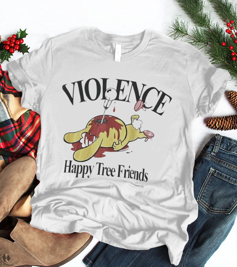 Violence Happy Tree Friends Cartoon Dark Humor Bloodied Scene T-Shirt