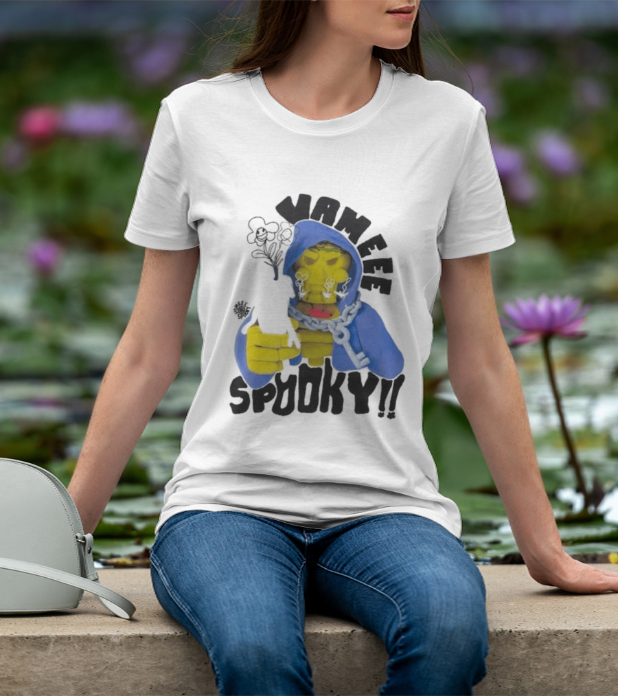 Vameee Spooky Skeleton In Blue Hood With Chains T-Shirt