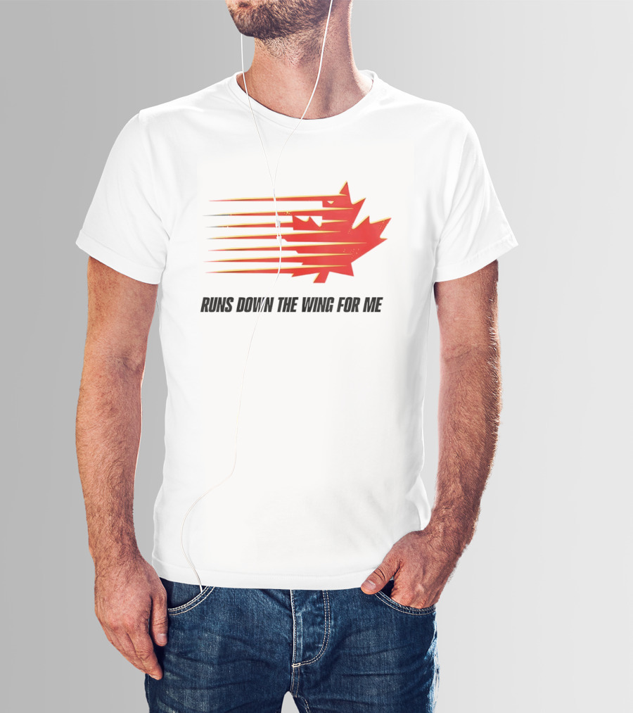 Runs Down The Wing For Me Red Streaks Maple Leaf T-Shirt
