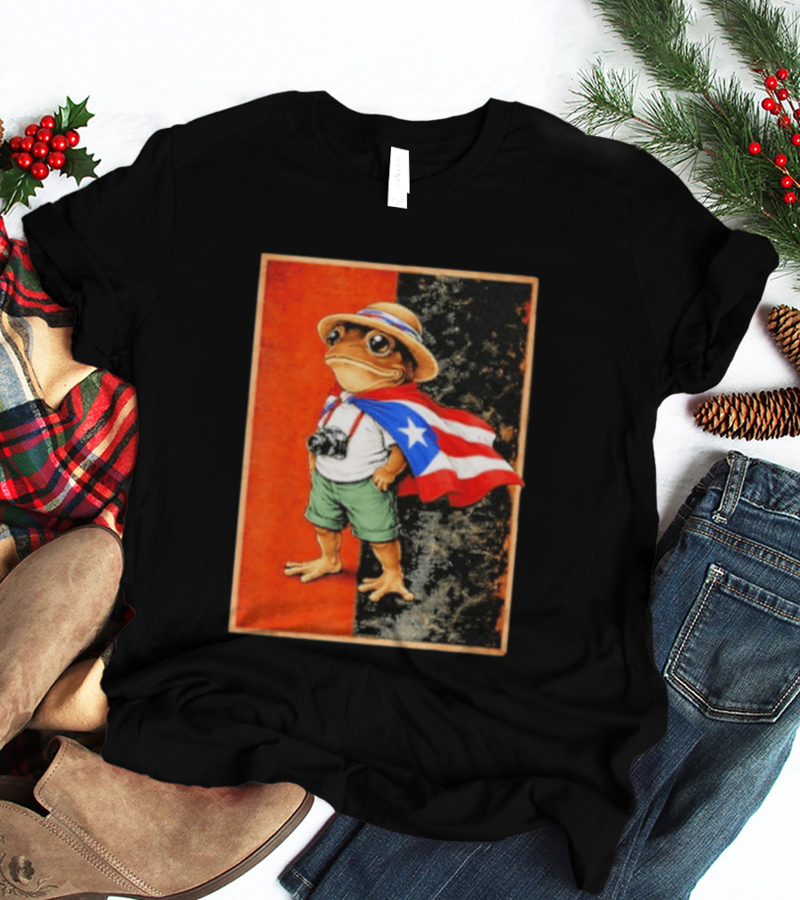 Coqui Frog Boricua Puerto Rican Flag Taino Heritage T-Shirt