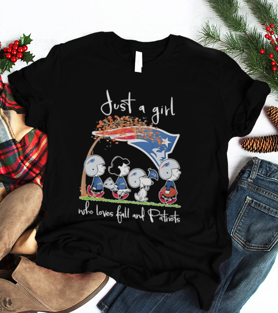 Peanuts Characters Just A Girl Who Loves Fall And Patriots T-Shirt