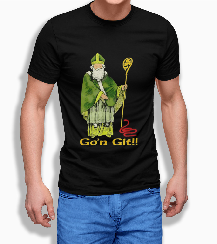 Go'n Git St Patrick Vintage Illustration With Staff And Smoke T-Shirt