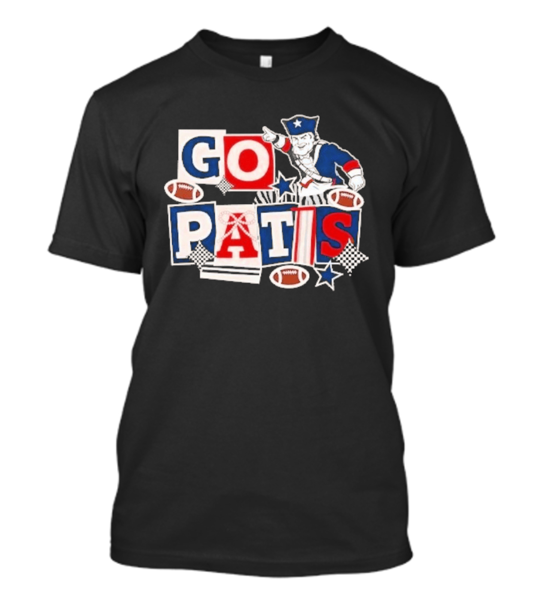 GO PATS New England Patriots Football Fan Cheer T-Shirt