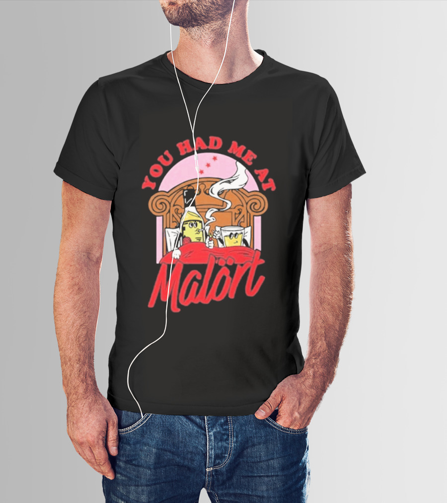 You Had Me At Malört Funny Whiskey Bottle And Glass Bedroom Scene T-Shirt