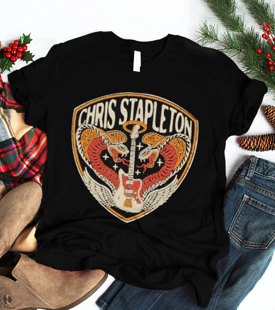 Chris Stapleton Devil Always Made Me Think Twice Snakes Guitar Wings T-Shirt