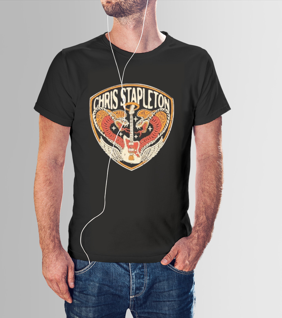 Chris Stapleton Devil Always Made Me Think Twice Snakes Guitar Wings T-Shirt