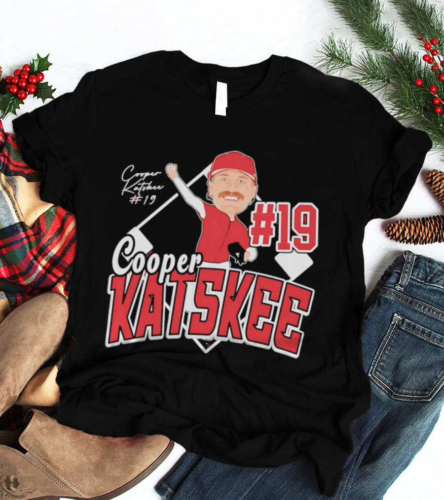 Cooper Katskee #19 Nebraska Baseball Caricature T-Shirt