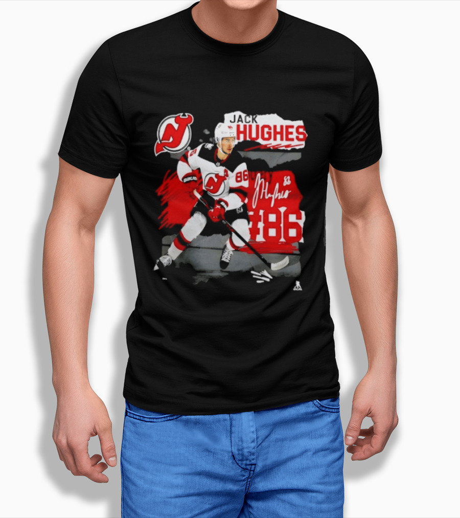 New Jersey Devils Jack Hughes 86 Fresh Ice Hockey T-Shirt