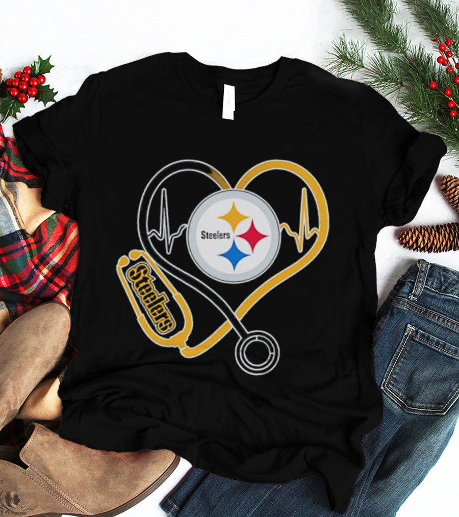 Nurse Heart Stethoscope Pittsburgh Steelers T-Shirt