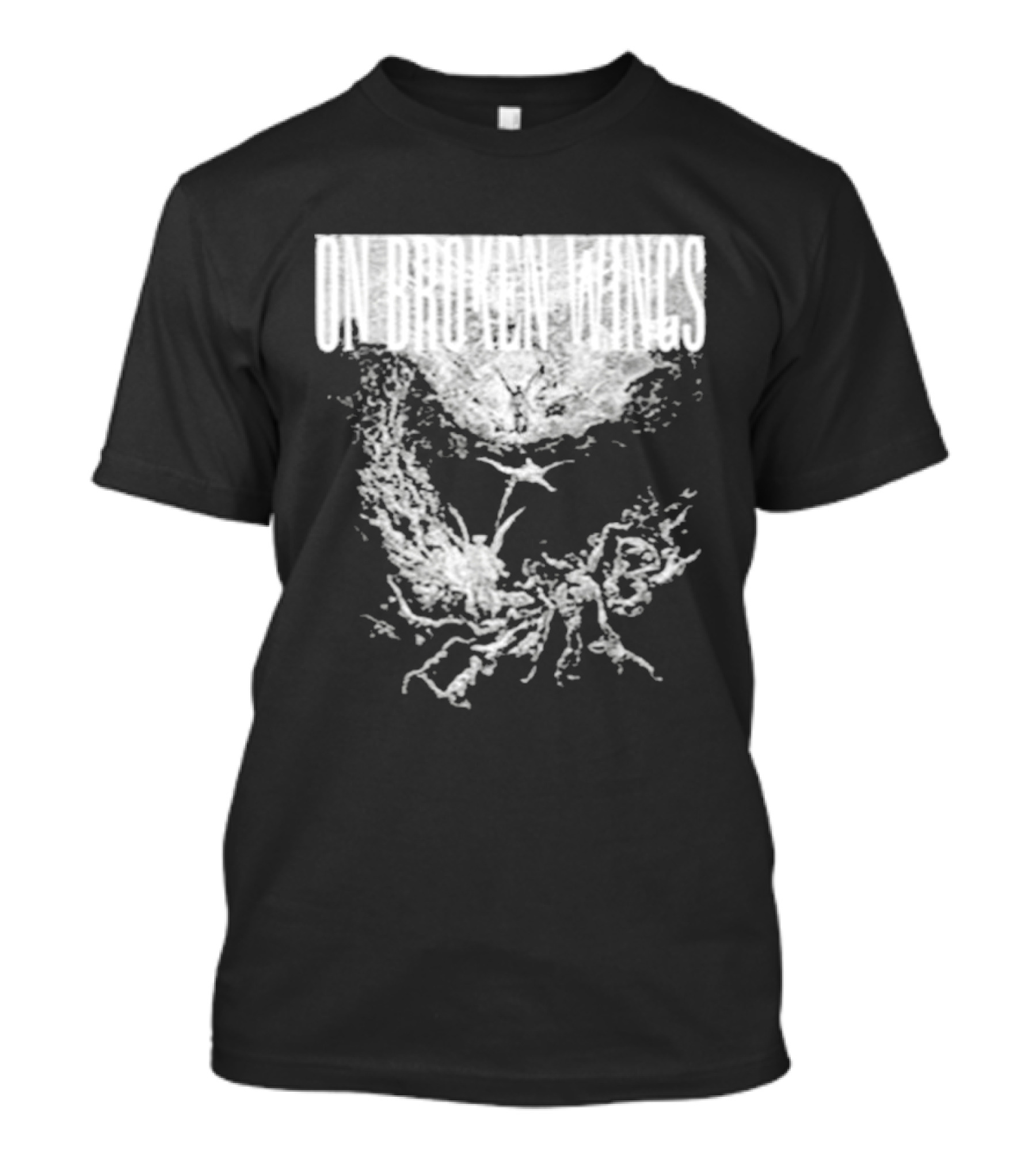 On Broken Wings Fallen Angel White Grunge T-Shirt