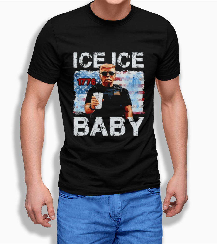 Ice Ice Baby 1776 Donald Trump Vintage American Flag T-Shirt