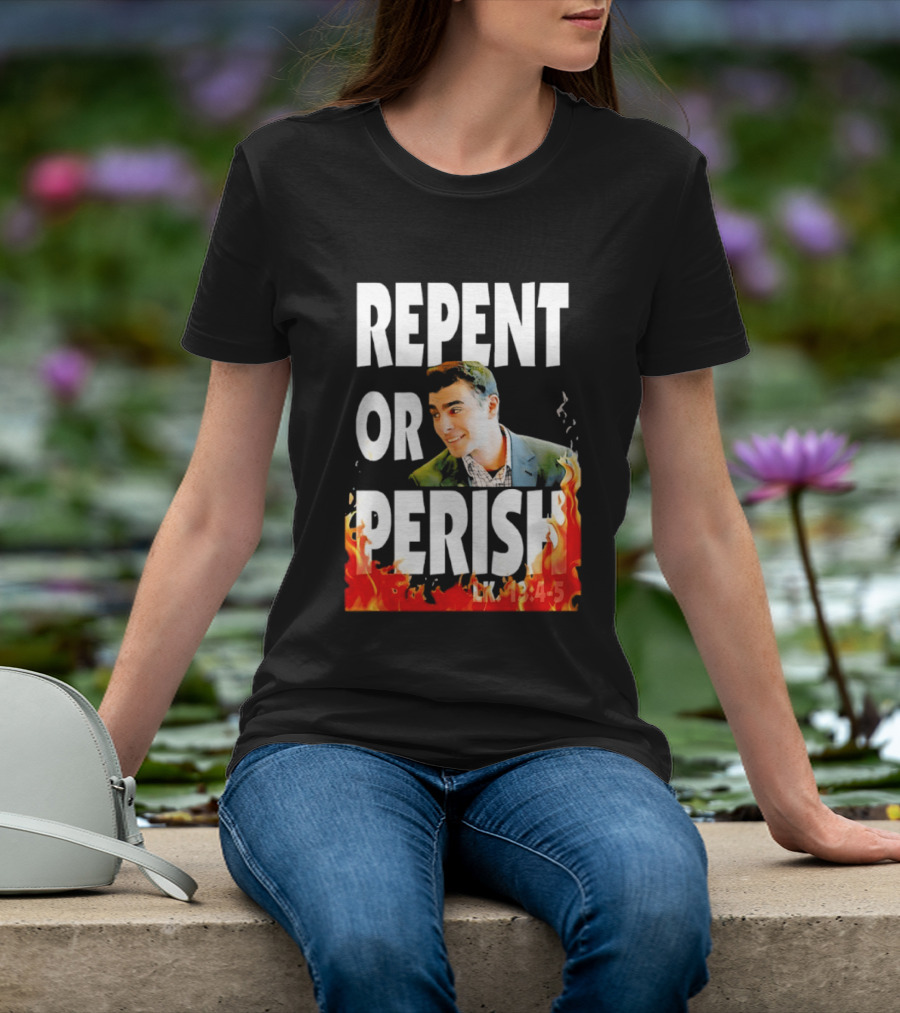 Repent Or Perish Luigi Fire Flame Luke 13:3 5 T-Shirt
