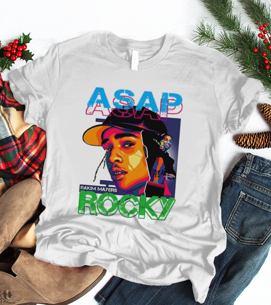 ASAP Rocky Rakim Mayers Hip Hop Street Art Bold Pop Color Aesthetic T-Shirt