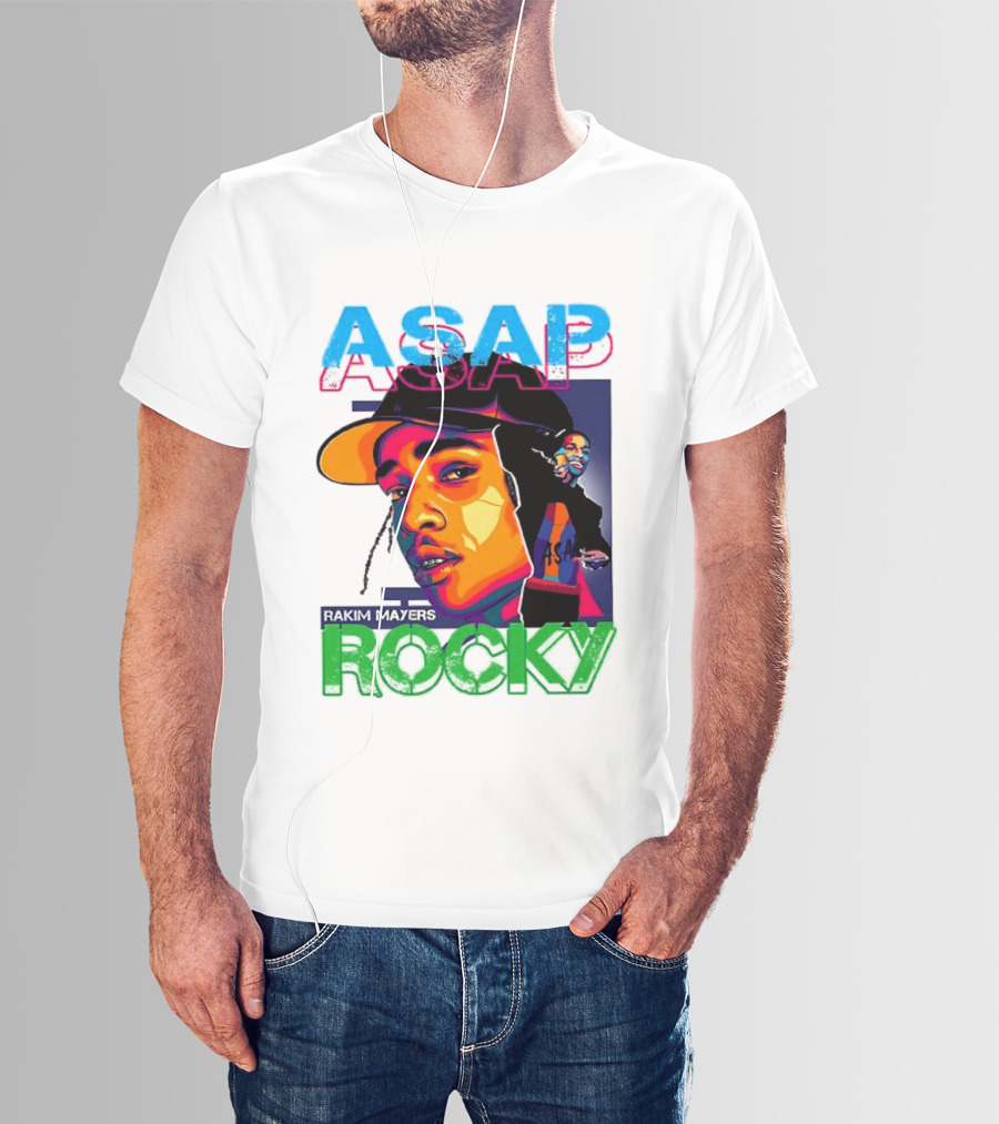 ASAP Rocky Rakim Mayers Hip Hop Street Art Bold Pop Color Aesthetic T-Shirt
