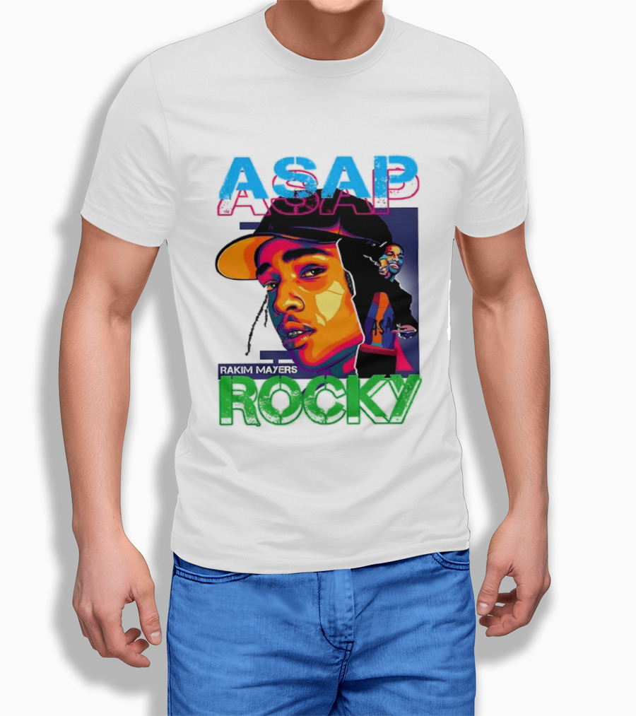 ASAP Rocky Rakim Mayers Hip Hop Street Art Bold Pop Color Aesthetic T-Shirt