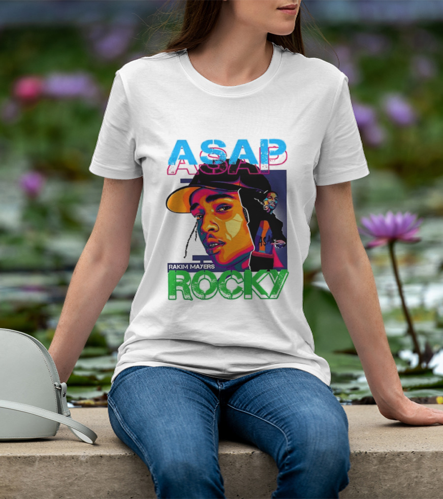 ASAP Rocky Rakim Mayers Hip Hop Street Art Bold Pop Color Aesthetic T-Shirt