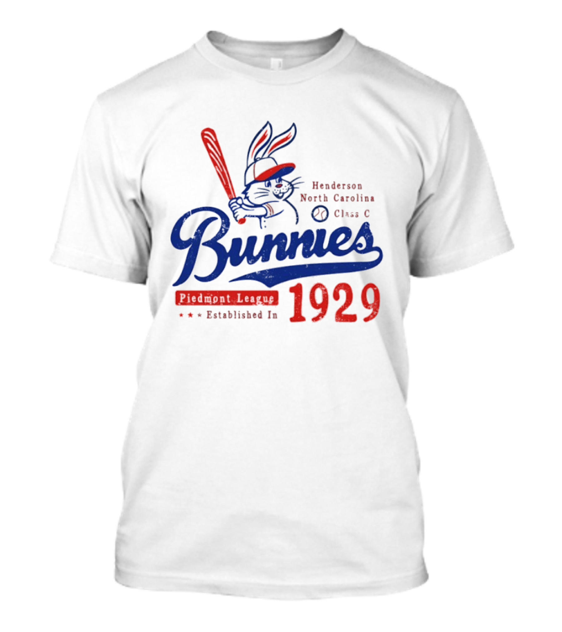 Bunnies Henderson North Carolina 1929 Class C Piedmont League Vintage Baseball T-Shirt