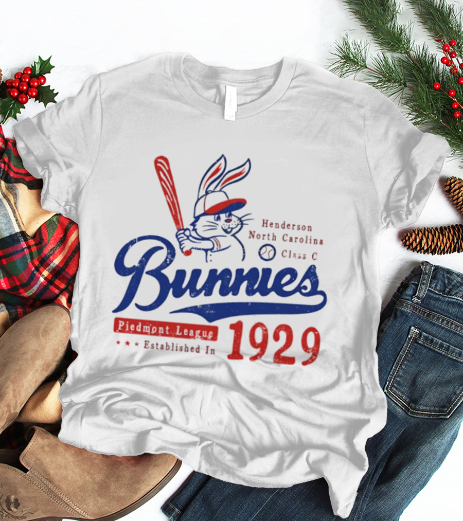 Bunnies Henderson North Carolina 1929 Class C Piedmont League Vintage Baseball T-Shirt